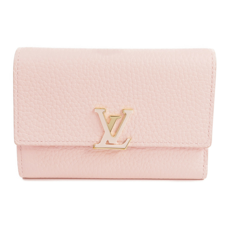 LOUIS VUITTON Taurillon皮革Capucines Compact Wallet金扣錢包-0