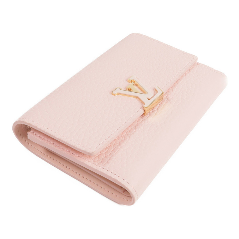 LOUIS VUITTON Taurillon皮革Capucines Compact Wallet金扣錢包-3