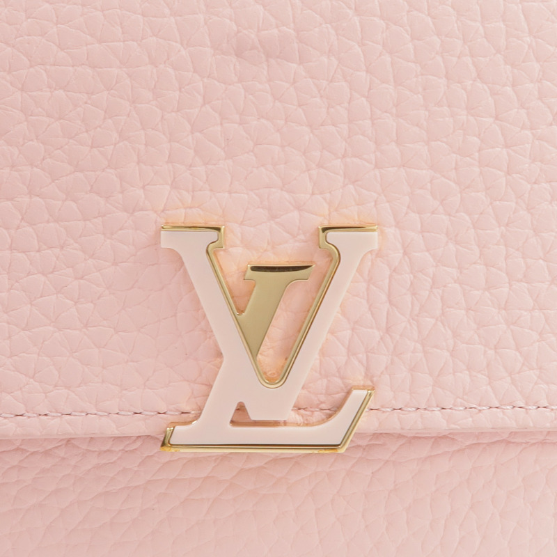 LOUIS VUITTON Taurillon皮革Capucines Compact Wallet金扣錢包-7