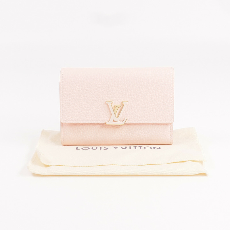 LOUIS VUITTON Taurillon皮革Capucines Compact Wallet金扣錢包-8