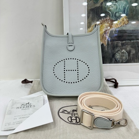 愛馬仕 mini evelyne伊芙琳冰晶灰 U刻 有購證
