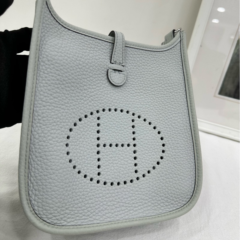 愛馬仕 mini evelyne伊芙琳冰晶灰 U刻 有購證-6