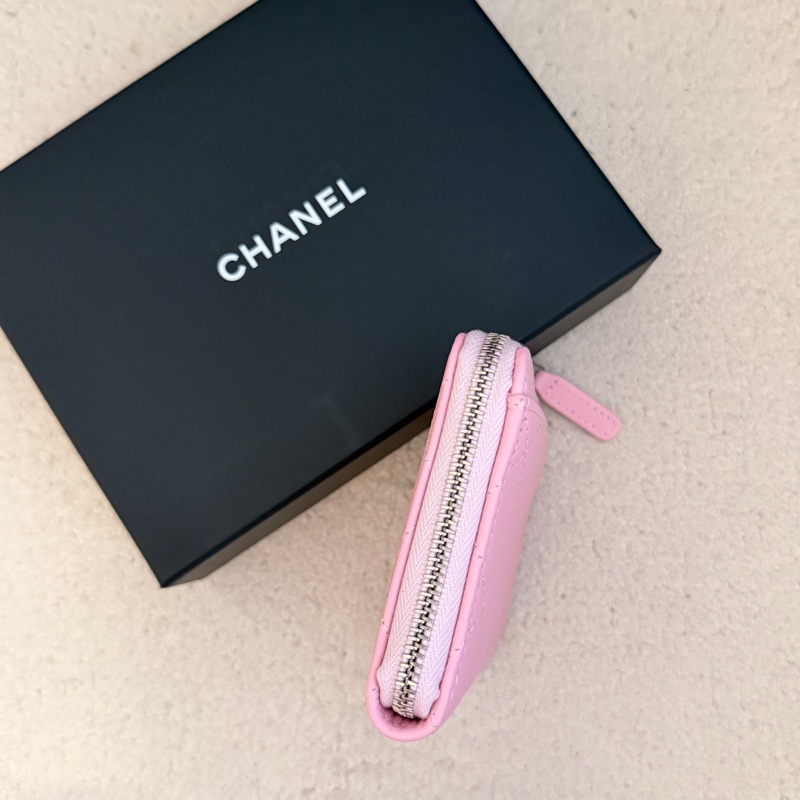 ［全新］ Chanel 香奈兒L字吐司錢包 粉色羊皮-3