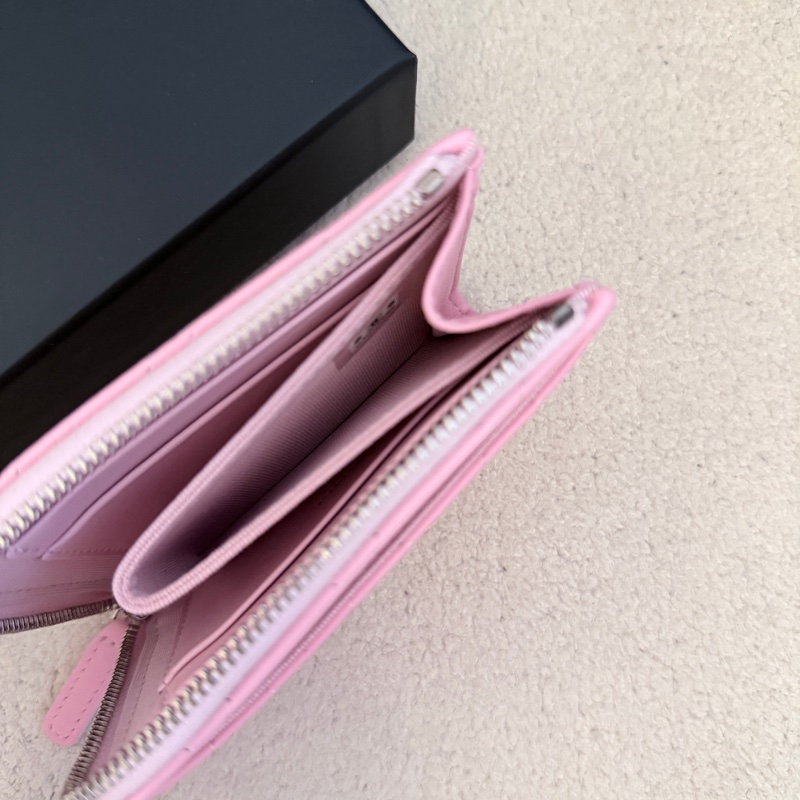 ［全新］ Chanel 香奈兒L字吐司錢包 粉色羊皮-4