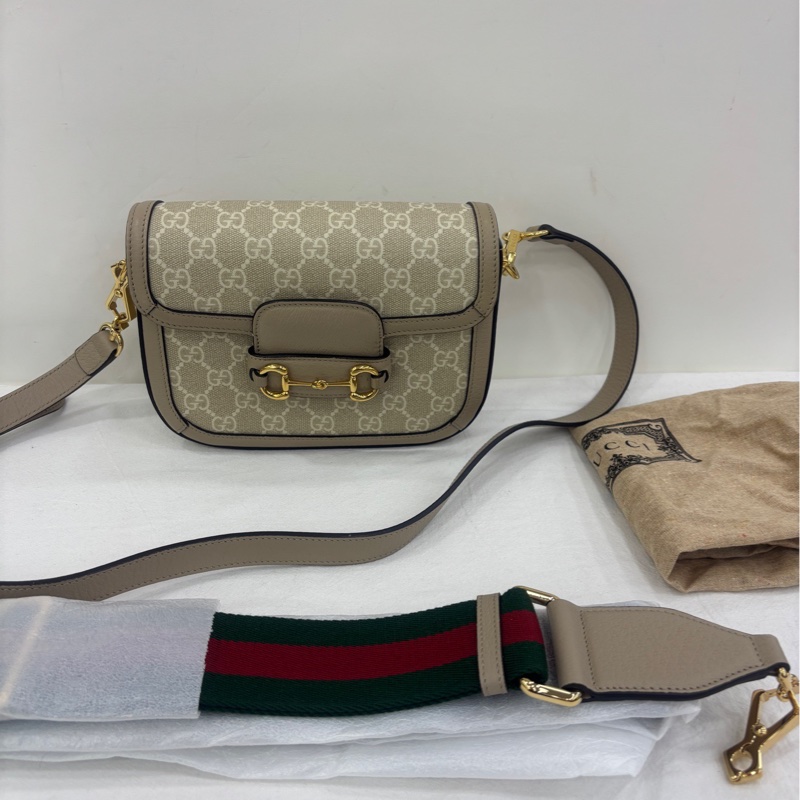 Gucci 1955 mini馬鞍包 米色 037黑標 閒置-0