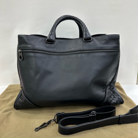 BV /Bottega Veneta 大容量黑色角落編織手提托特包旅行包手提包 公事包 99新 size：42*13*28