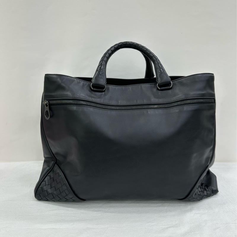 BV /Bottega Veneta 大容量黑色角落編織手提托特包旅行包手提包 公事包 99新 size:42*13*28-2
