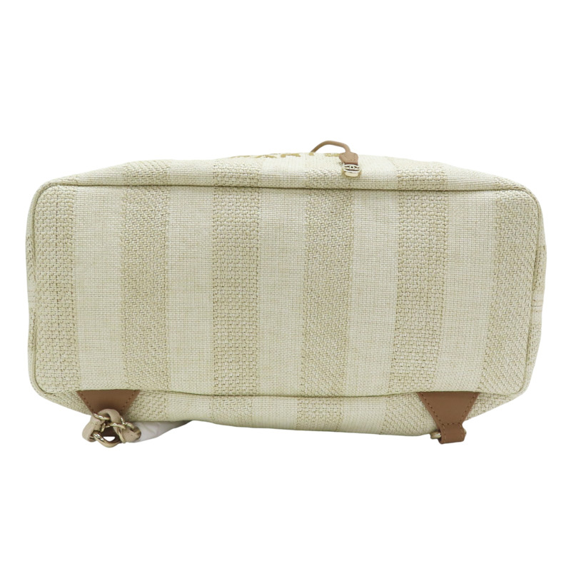 米色 帆布 Deauville 抽繩 後背包【CHANEL 香奈兒】 A93787-3