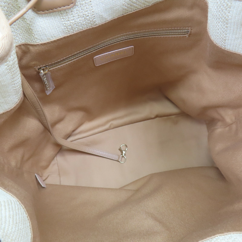 米色 帆布 Deauville 抽繩 後背包【CHANEL 香奈兒】 A93787-4