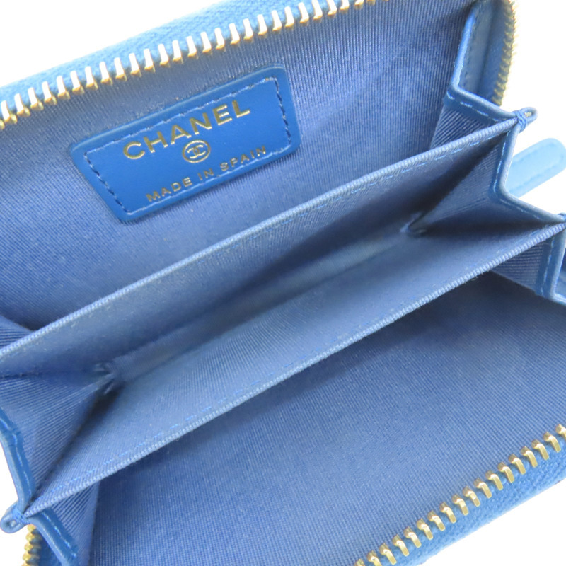 藍色 羊皮 19 拉鍊零錢包【CHANEL 香奈兒】 AP0949-4
