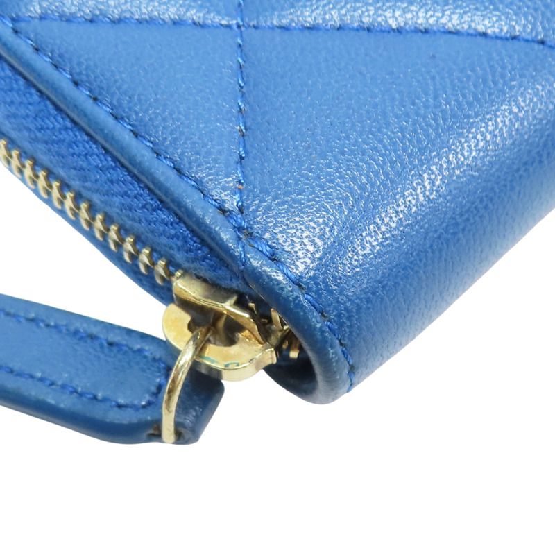 藍色 羊皮 19 拉鍊零錢包【CHANEL 香奈兒】 AP0949-8