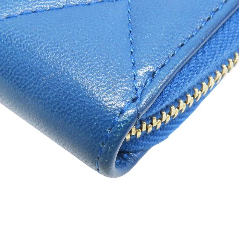 藍色 羊皮 19 拉鍊零錢包【CHANEL 香奈兒】 AP0949-9