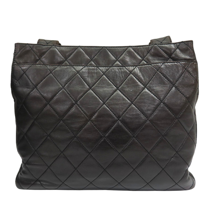 棕色 羊皮 Vintage 雙口袋 托特包 肩背包 金釦 (無卡/變色)【CHANEL 香奈兒】-1