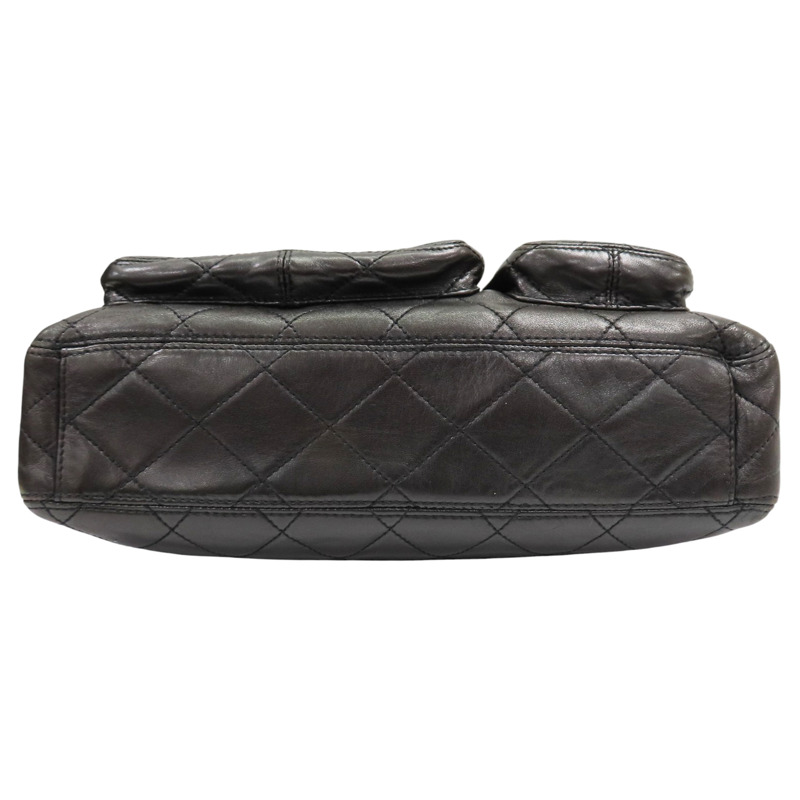 棕色 羊皮 Vintage 雙口袋 托特包 肩背包 金釦 (無卡/變色)【CHANEL 香奈兒】-3