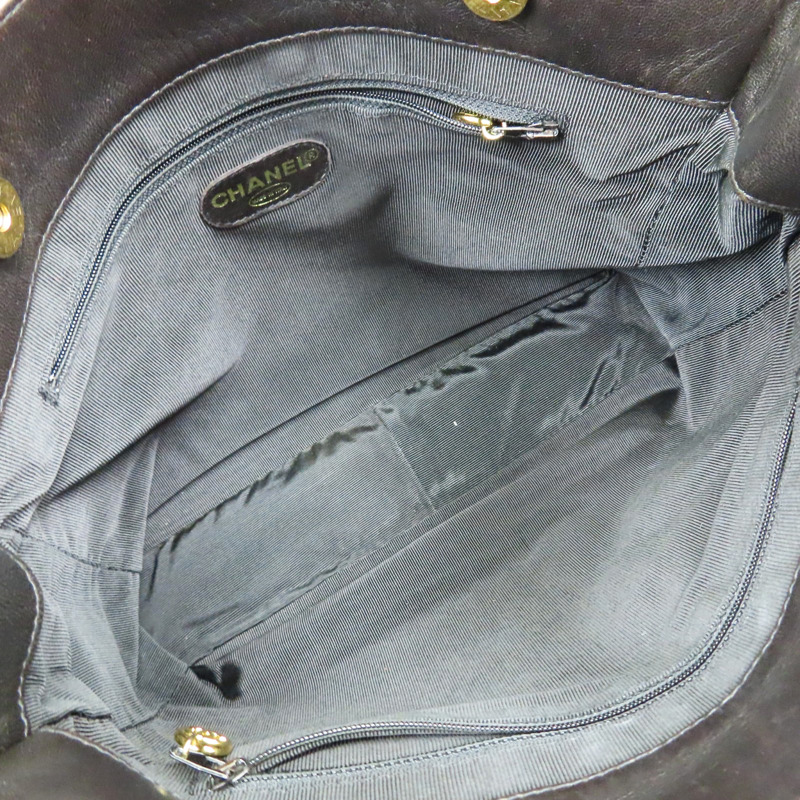 棕色 羊皮 Vintage 雙口袋 托特包 肩背包 金釦 (無卡/變色)【CHANEL 香奈兒】-4