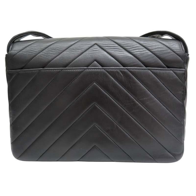 黑色 羊皮 Vintage 肩背包 金釦 (染色)【CHANEL 香奈兒】-1