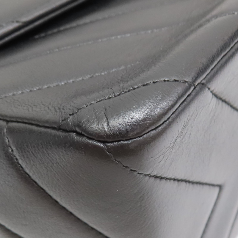 黑色 羊皮 Vintage 肩背包 金釦 (染色)【CHANEL 香奈兒】-11