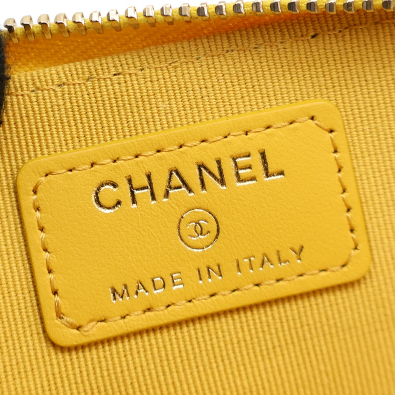 黃色牛皮 菱格紋 荔枝紋 拉鍊 零錢包 AP2061【CHANEL 香奈兒】 AP2061-5