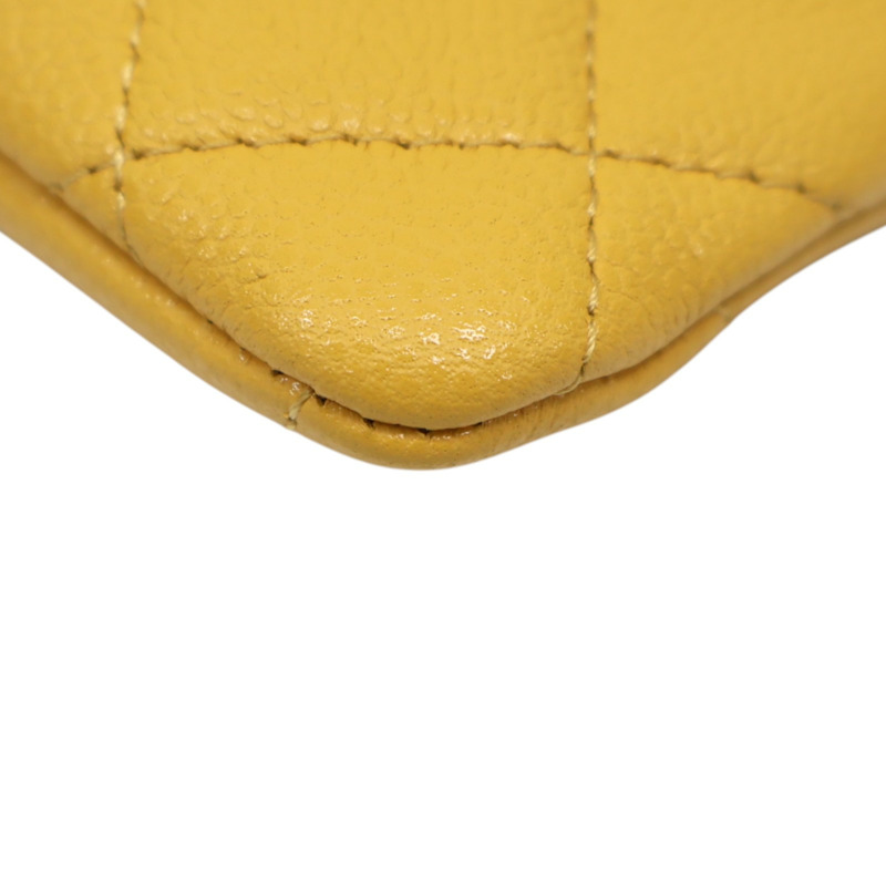 黃色牛皮 菱格紋 荔枝紋 拉鍊 零錢包 AP2061【CHANEL 香奈兒】 AP2061-7