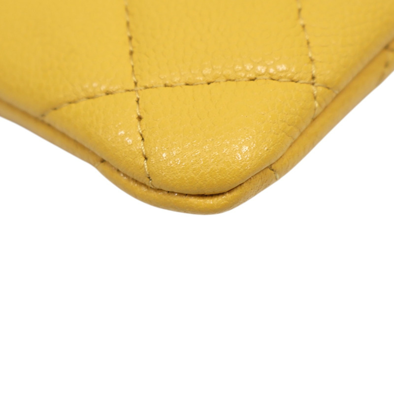 黃色牛皮 菱格紋 荔枝紋 拉鍊 零錢包 AP2061【CHANEL 香奈兒】 AP2061-8