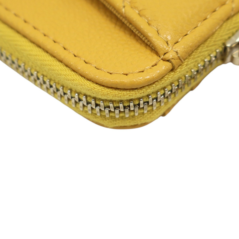 黃色牛皮 菱格紋 荔枝紋 拉鍊 零錢包 AP2061【CHANEL 香奈兒】 AP2061-9