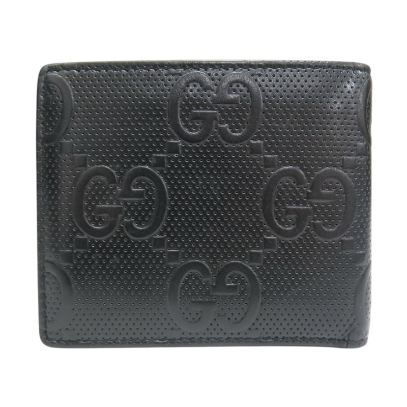黑色 牛皮 浮雕雙G 短夾【GUCCI 古馳】 645154-0
