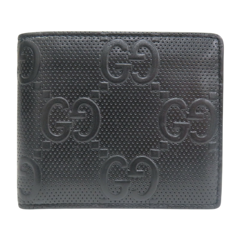 黑色 牛皮 浮雕雙G 短夾【GUCCI 古馳】 645154-1