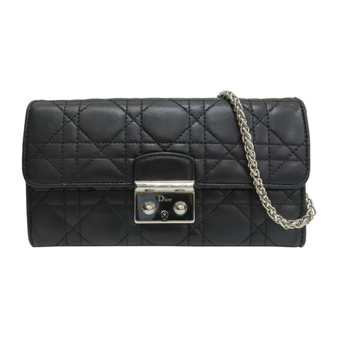 黑色 牛皮 Miss Dior 鍊帶 扣式長夾【GUCCI 古馳】