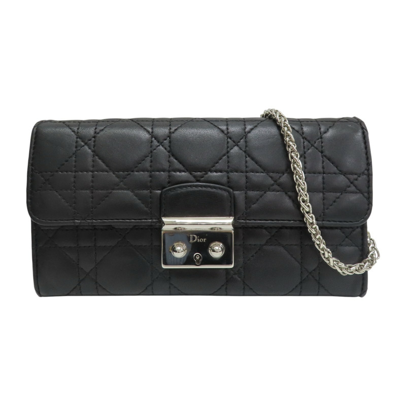 黑色 牛皮 Miss Dior 鍊帶 扣式長夾【GUCCI 古馳】-0