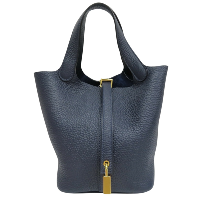 午夜藍 Taurillon牛皮 Picotin Lock 18 手提包 B刻 金扣【HERMES 愛馬仕】-0