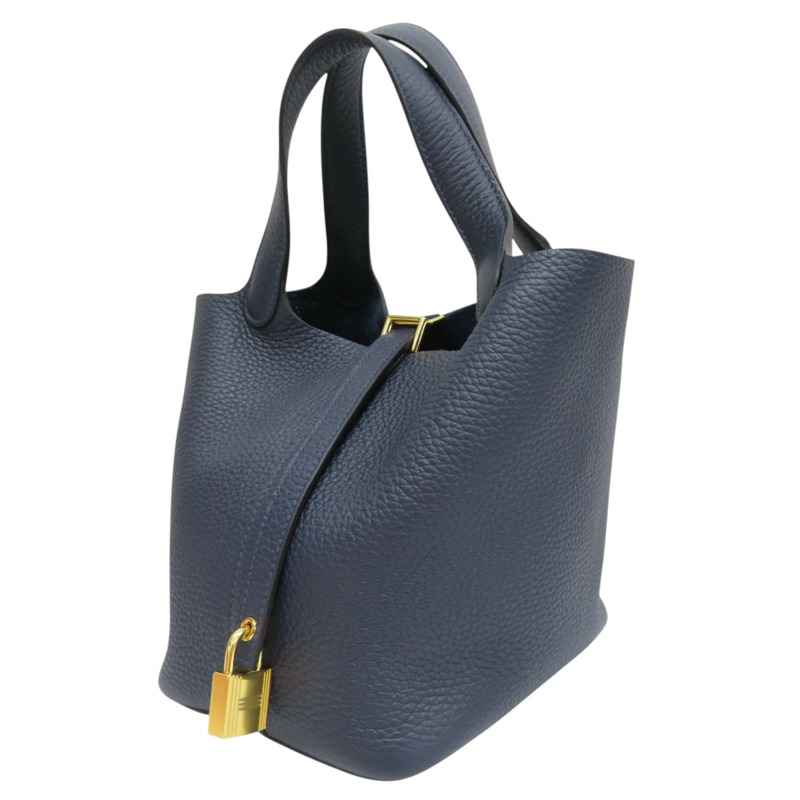 午夜藍 Taurillon牛皮 Picotin Lock 18 手提包 B刻 金扣【HERMES 愛馬仕】-2