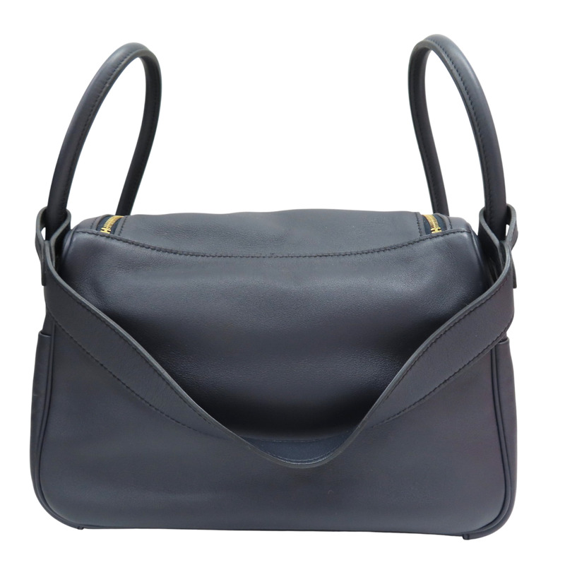 深藍 罌粟橘 Swift牛皮 Lindy 26 肩背包 金釦 T刻【HERMES 愛馬仕】-1