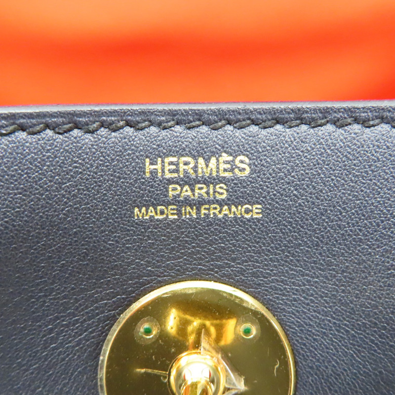 深藍 罌粟橘 Swift牛皮 Lindy 26 肩背包 金釦 T刻【HERMES 愛馬仕】-5