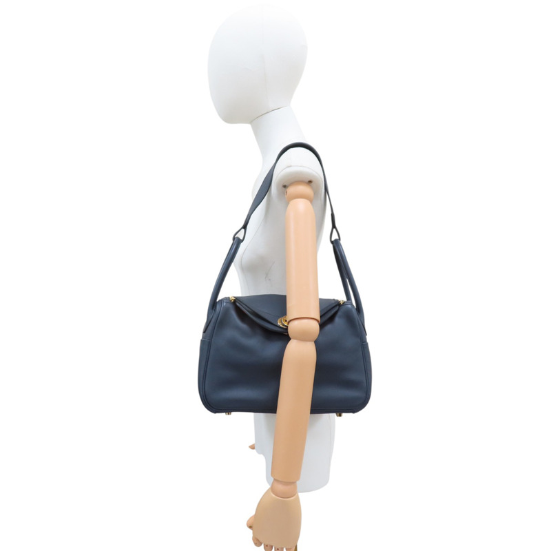 深藍 罌粟橘 Swift牛皮 Lindy 26 肩背包 金釦 T刻【HERMES 愛馬仕】-7