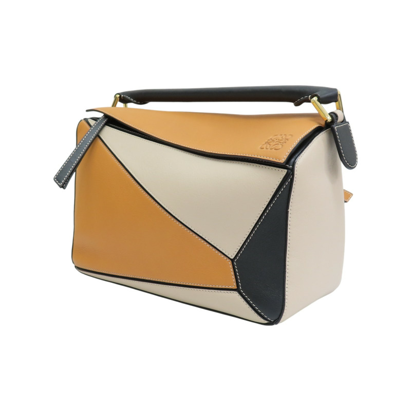 棕/米白/黑色 牛皮 Medium Puzzle 肩背包【LOEWE 羅威】-2