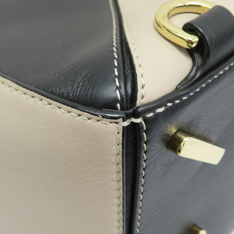 棕/米白/黑色 牛皮 Medium Puzzle 肩背包【LOEWE 羅威】-16