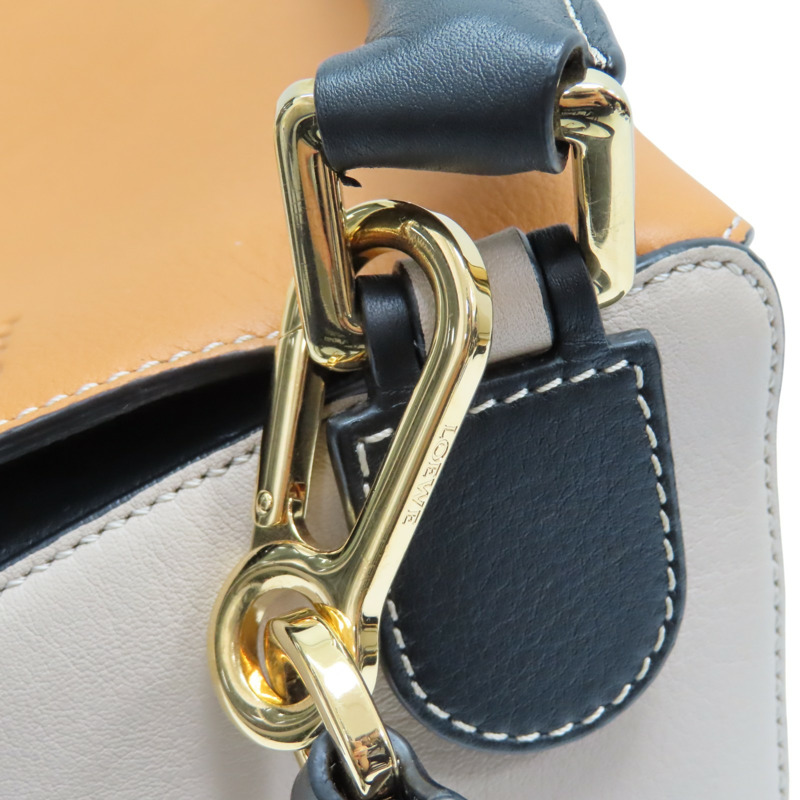 棕/米白/黑色 牛皮 Medium Puzzle 肩背包【LOEWE 羅威】-19