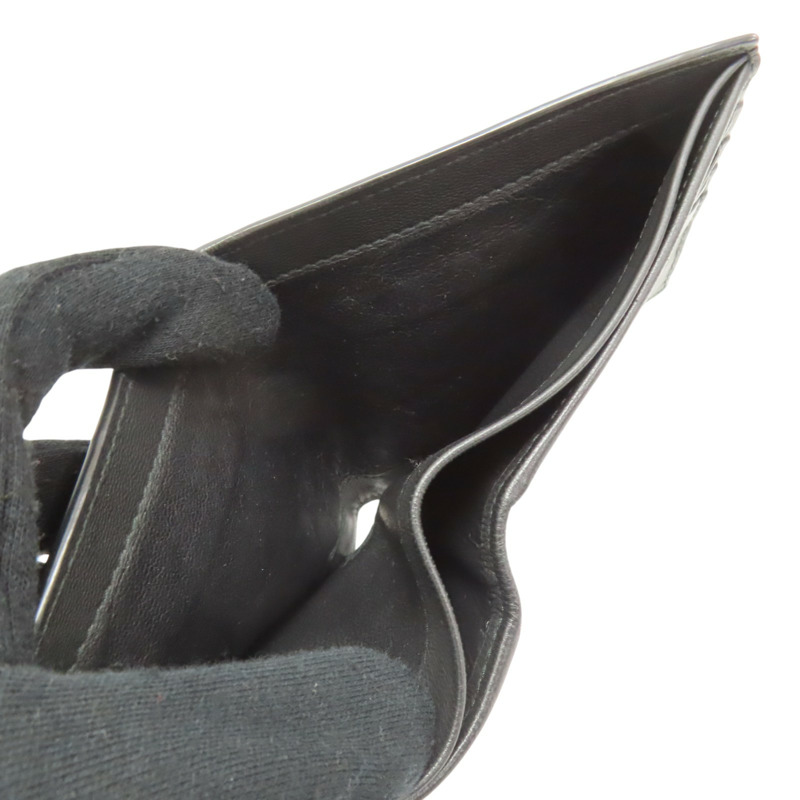 黑/深紅色 牛皮編織 雙折短夾【BOTTEGA VENETA BV 寶緹嘉】-5