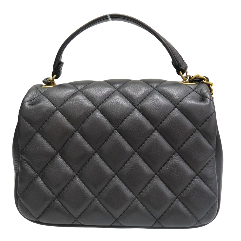 鐵灰色 牛皮 Mini Falap 鏈帶肩背包 金釦【CHANEL 香奈兒】 AS1226-1
