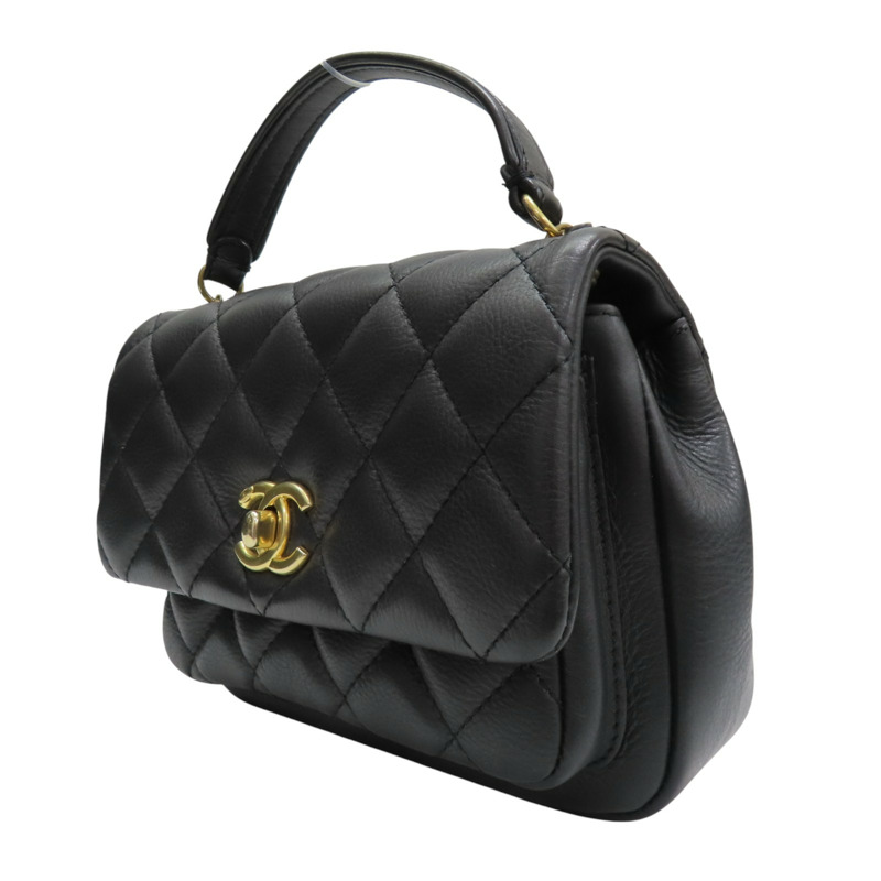 鐵灰色 牛皮 Mini Falap 鏈帶肩背包 金釦【CHANEL 香奈兒】 AS1226-2