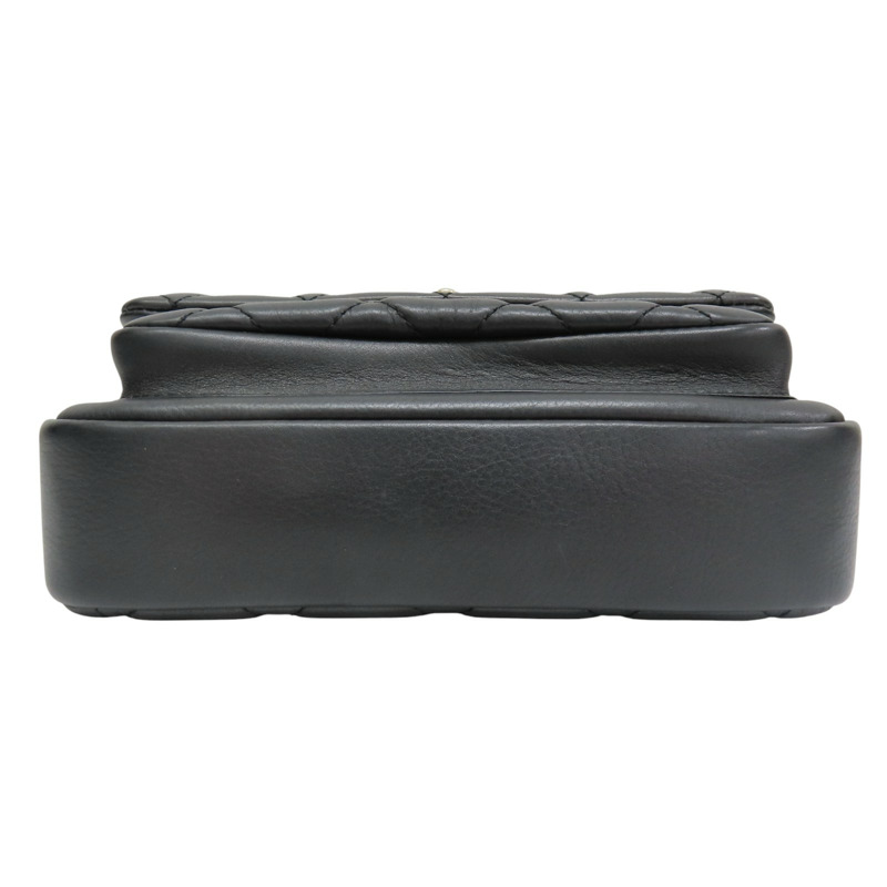 鐵灰色 牛皮 Mini Falap 鏈帶肩背包 金釦【CHANEL 香奈兒】 AS1226-3