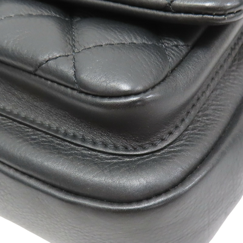 鐵灰色 牛皮 Mini Falap 鏈帶肩背包 金釦【CHANEL 香奈兒】 AS1226-11