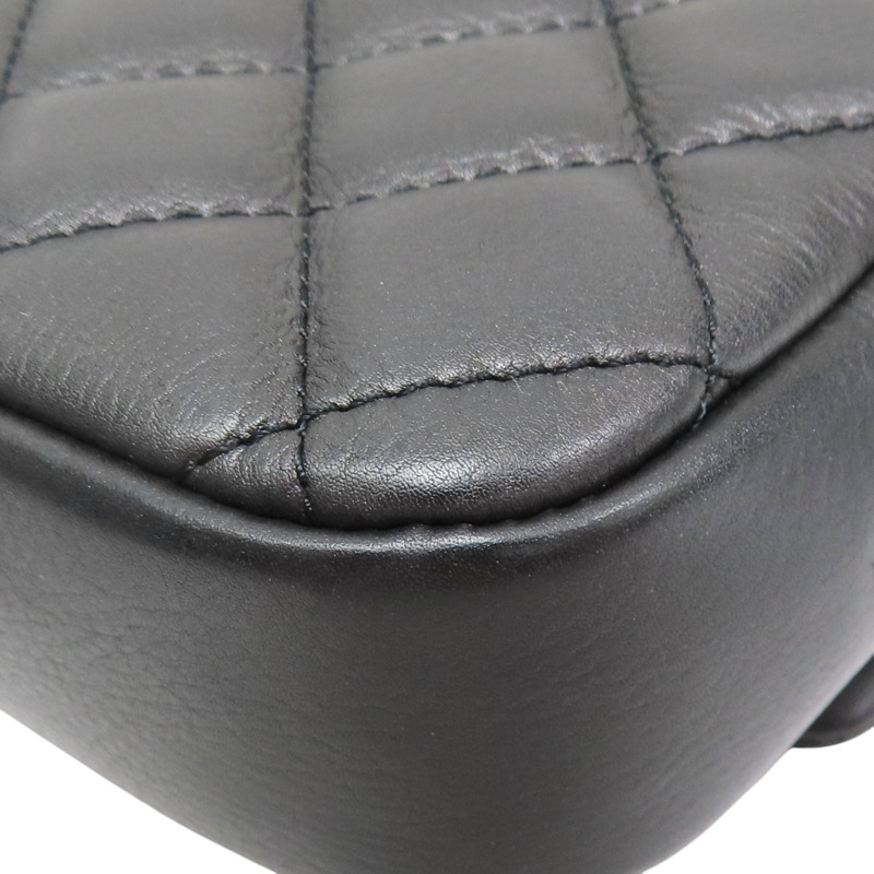 鐵灰色 牛皮 Mini Falap 鏈帶肩背包 金釦【CHANEL 香奈兒】 AS1226-12