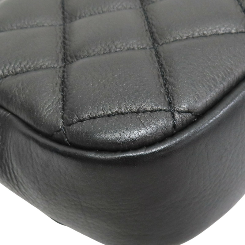 鐵灰色 牛皮 Mini Falap 鏈帶肩背包 金釦【CHANEL 香奈兒】 AS1226-13