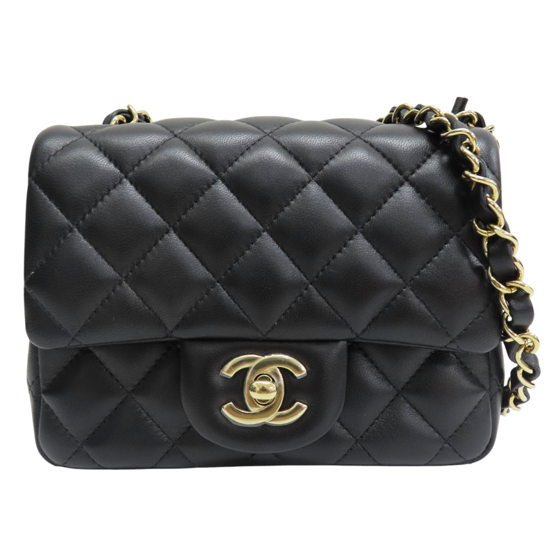 黑色 羊皮 Mini Coco 17 鏈帶肩背包 金釦【CHANEL 香奈兒】 A35200-0
