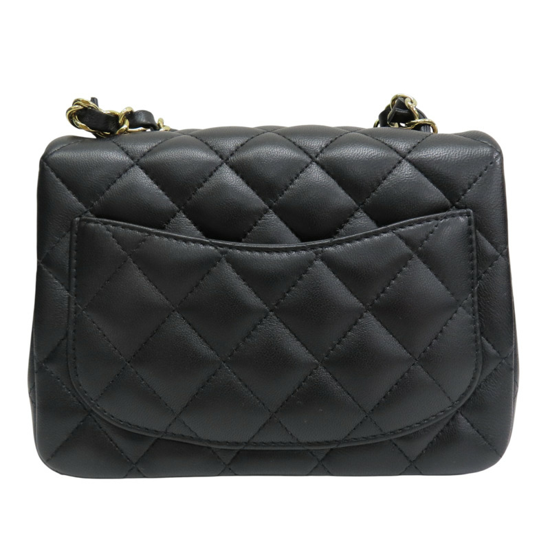 黑色 羊皮 Mini Coco 17 鏈帶肩背包 金釦【CHANEL 香奈兒】 A35200-1