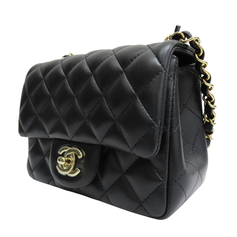 黑色 羊皮 Mini Coco 17 鏈帶肩背包 金釦【CHANEL 香奈兒】 A35200-2