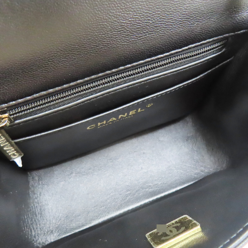 黑色 羊皮 Mini Coco 17 鏈帶肩背包 金釦【CHANEL 香奈兒】 A35200-4
