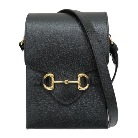 黑色 牛皮 手機包 Vertical Horsebit 1955 肩背包【GUCCI 古馳】 732302