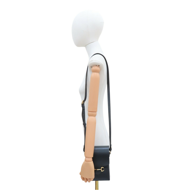 黑色 牛皮 手機包 Vertical Horsebit 1955 肩背包【GUCCI 古馳】 732302-7
